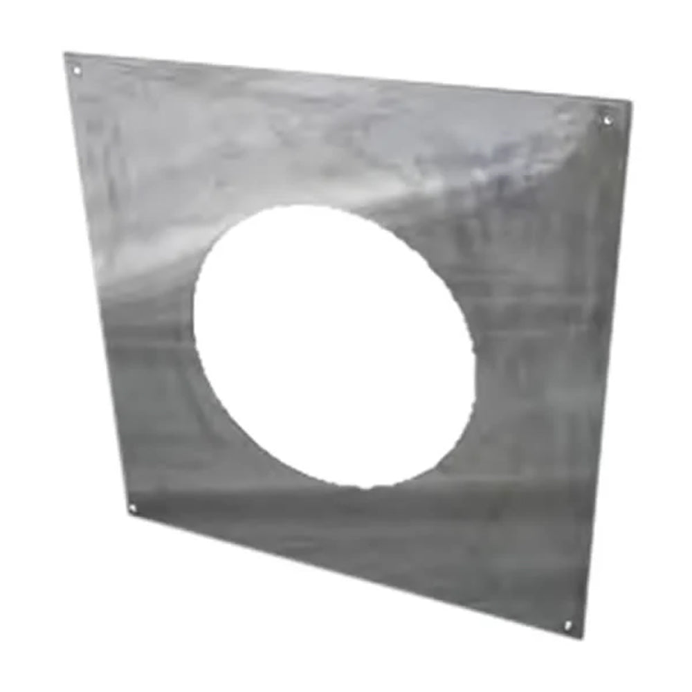 DuraVent DuraTech stainless steel exterior wall thimble trim with round opening