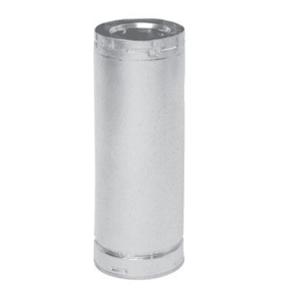 12-inch rigid stove pipe, metallic silver, straight vent section