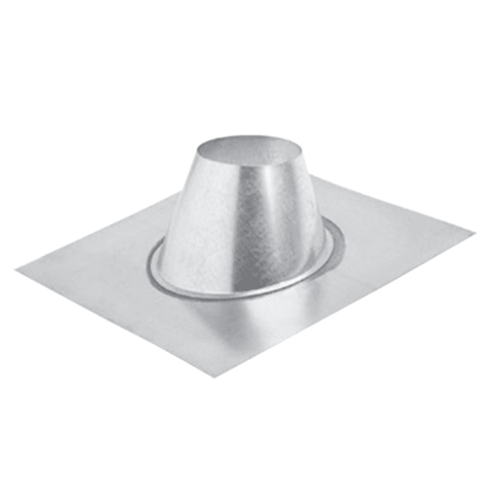 Metal flat vent flashing with round opening and raised collar