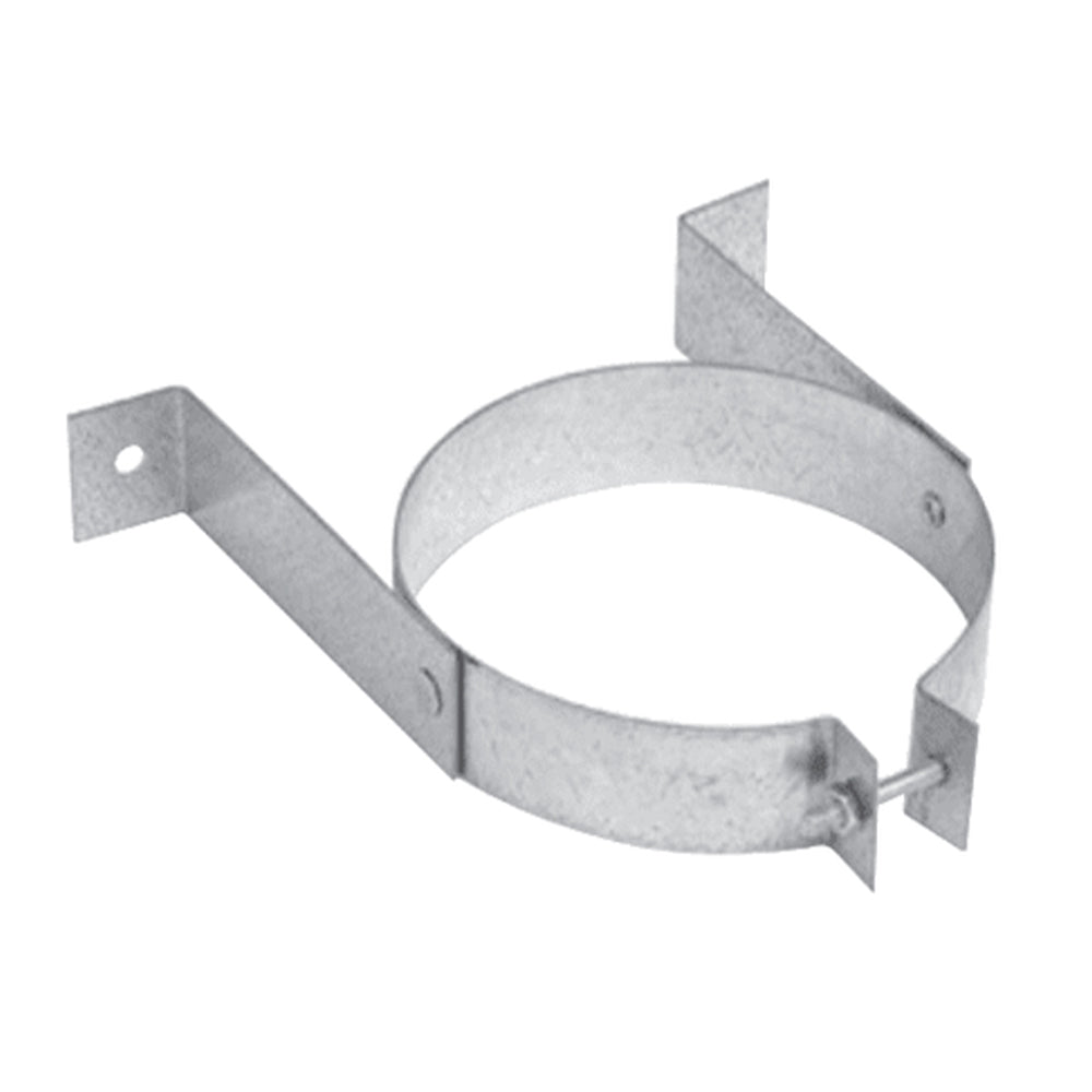 Galvanized metal wall support bracket with circular ring and mounting tabs