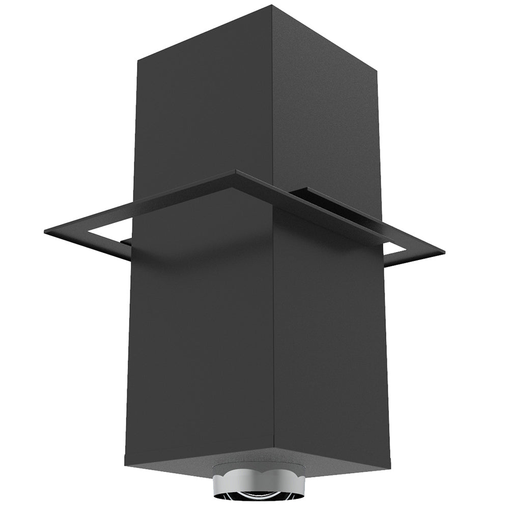 Black 6-inch chimney ceiling support box with round flue opening