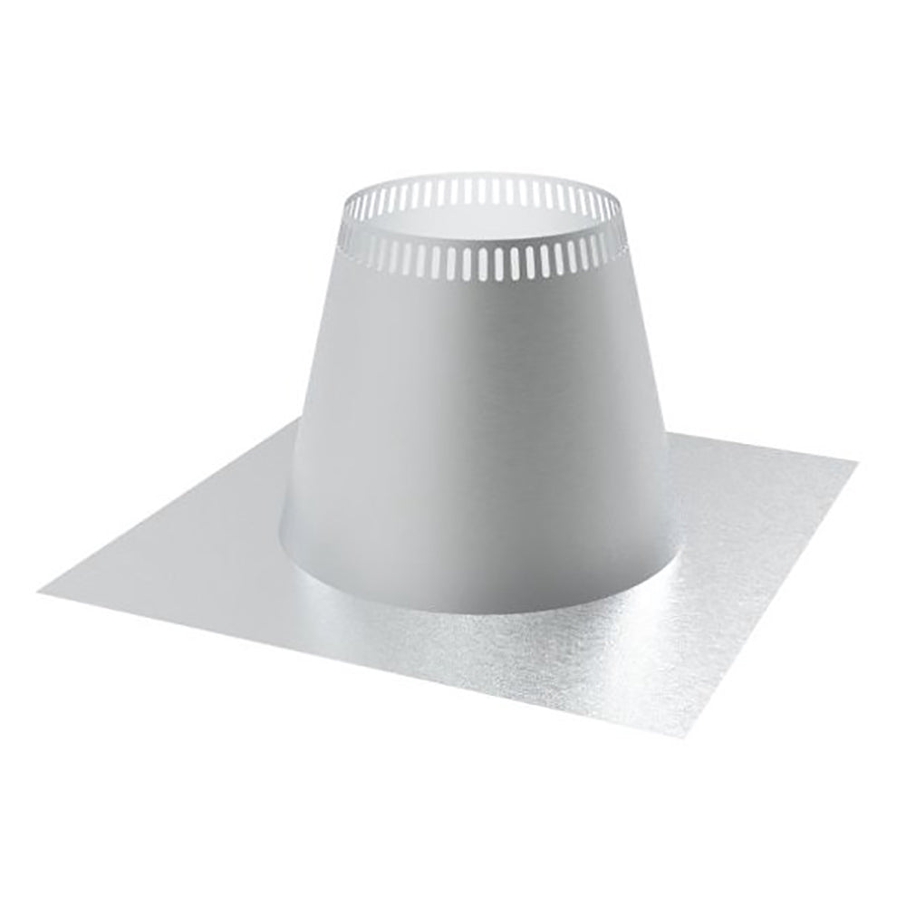 6-inch snap-pak chimney flat flashing, silver metal cone with flanged base