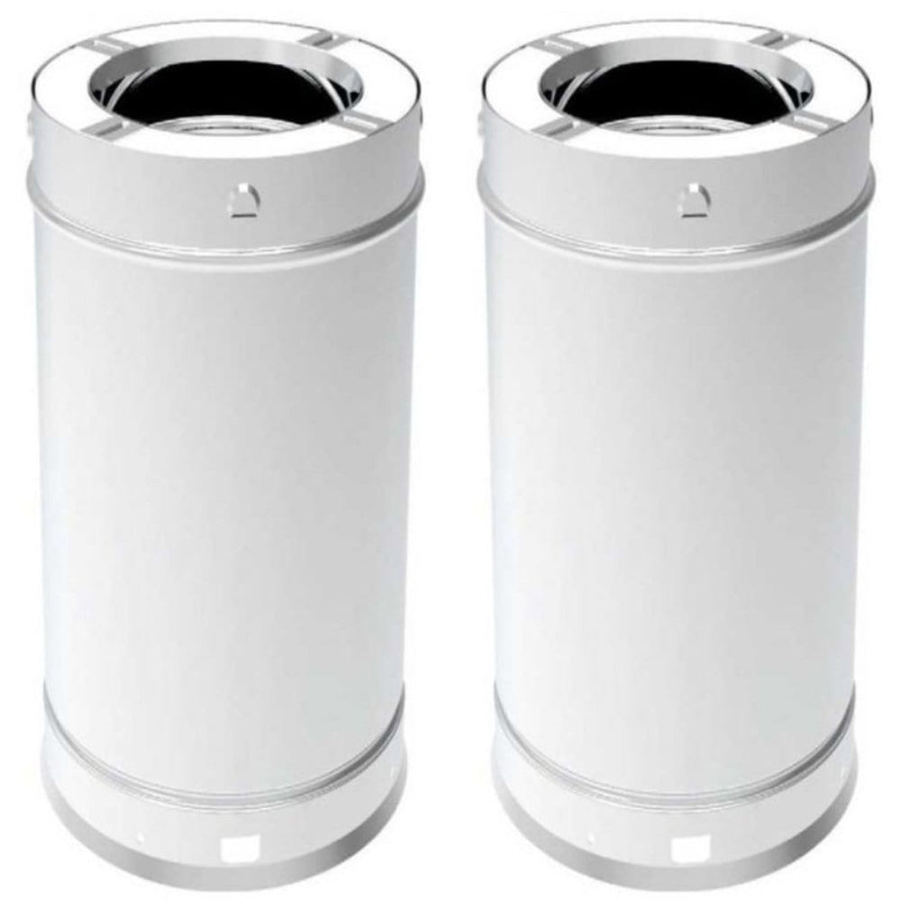 Stainless steel chimney pipe, 12-inch for 6-inch Snap-Pak, 2-pack, cylindrical with collar