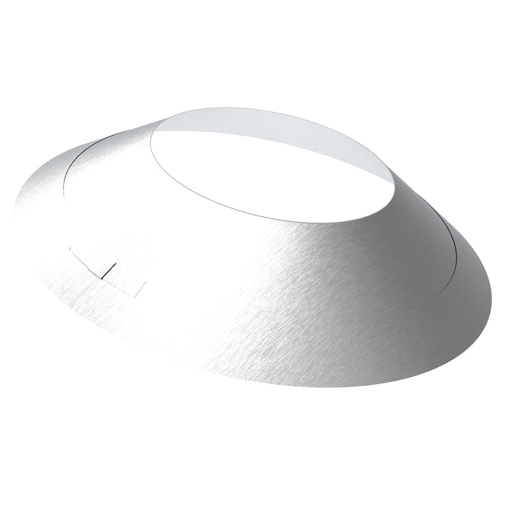 12-inch chimney storm collar, silver metal flashing with round opening