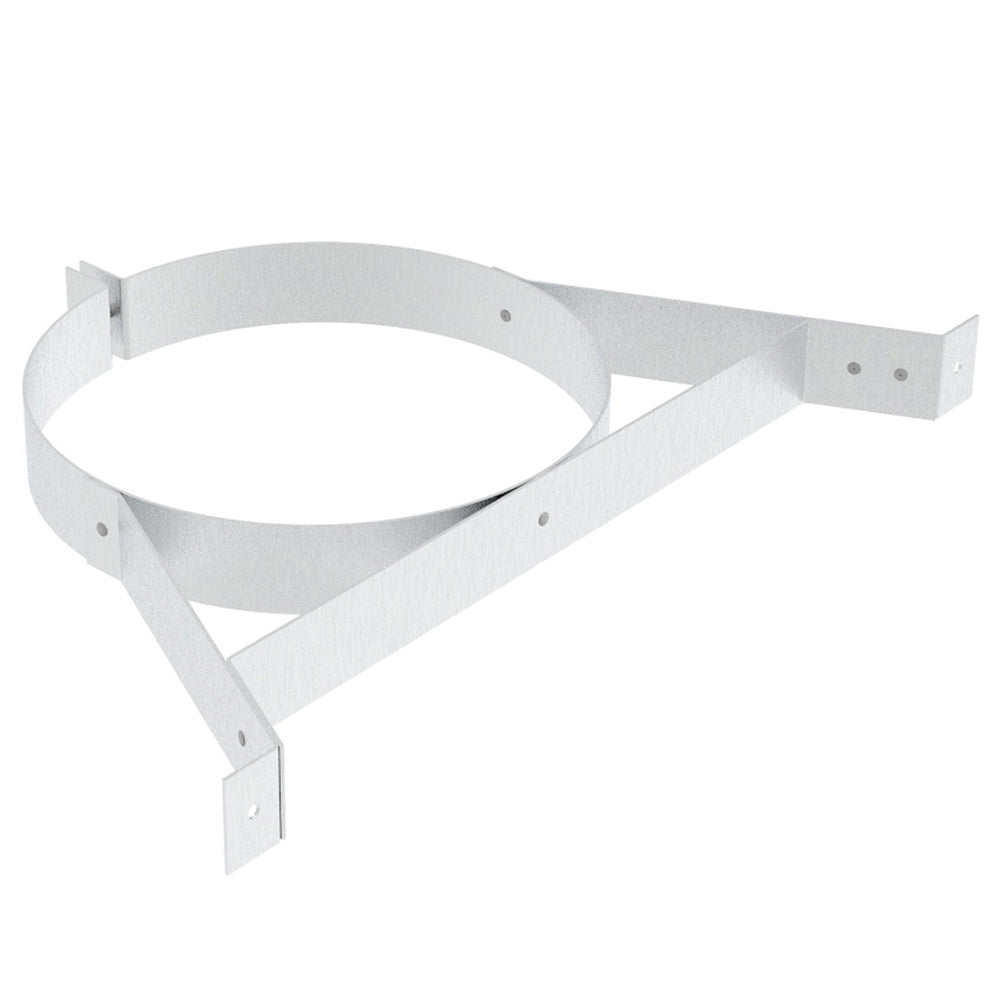 6-inch chimney support band with three mounting tabs, light gray metal