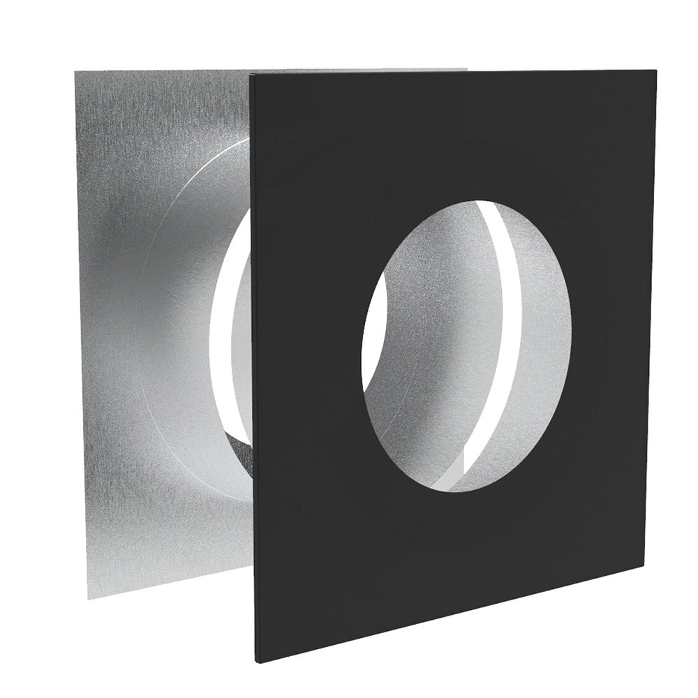 Non-insulated wall firestop plate, 6-in chimney opening, black and silver