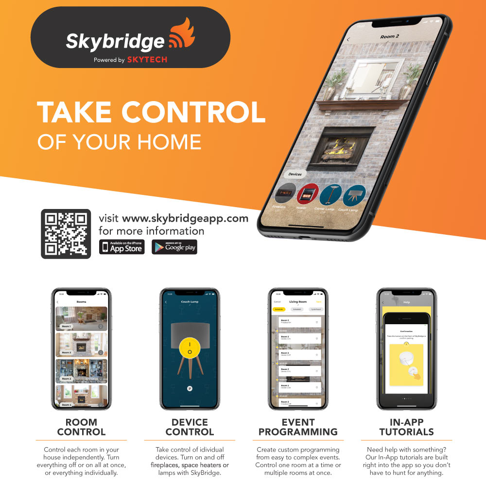 Skytech 7001 on/off fireplace remote control app on smartphone screen
