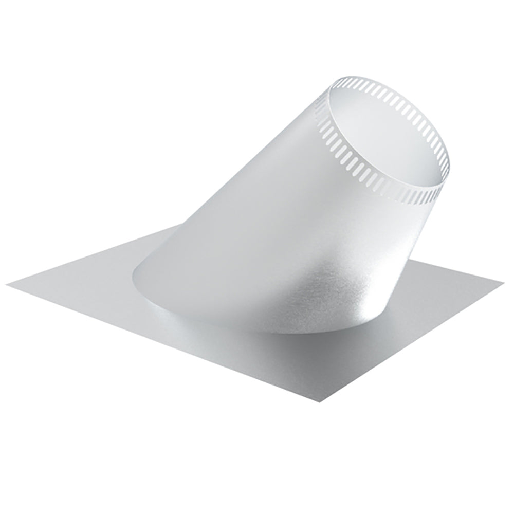 Roof flashing cone with square base, silver metal