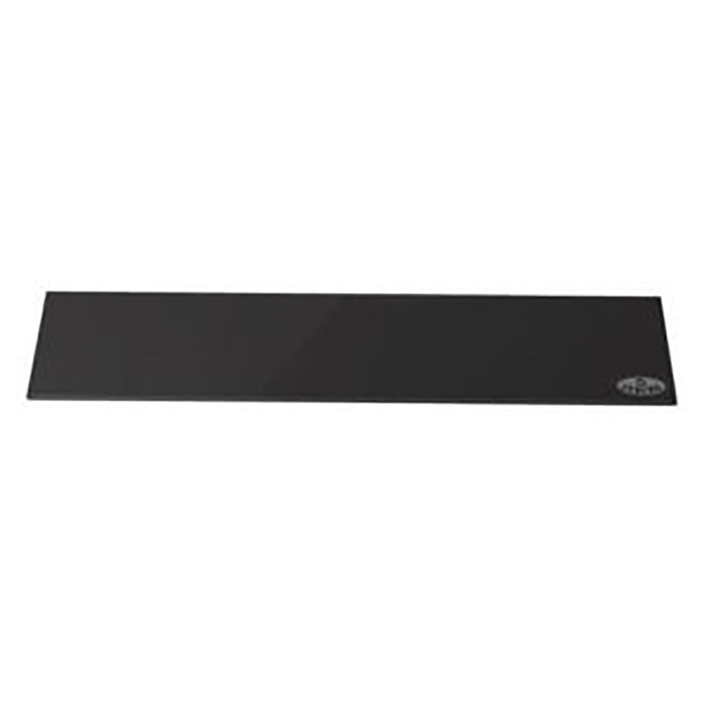 Glass ash lip for Osburn wood stove, rectangular black guard with logo