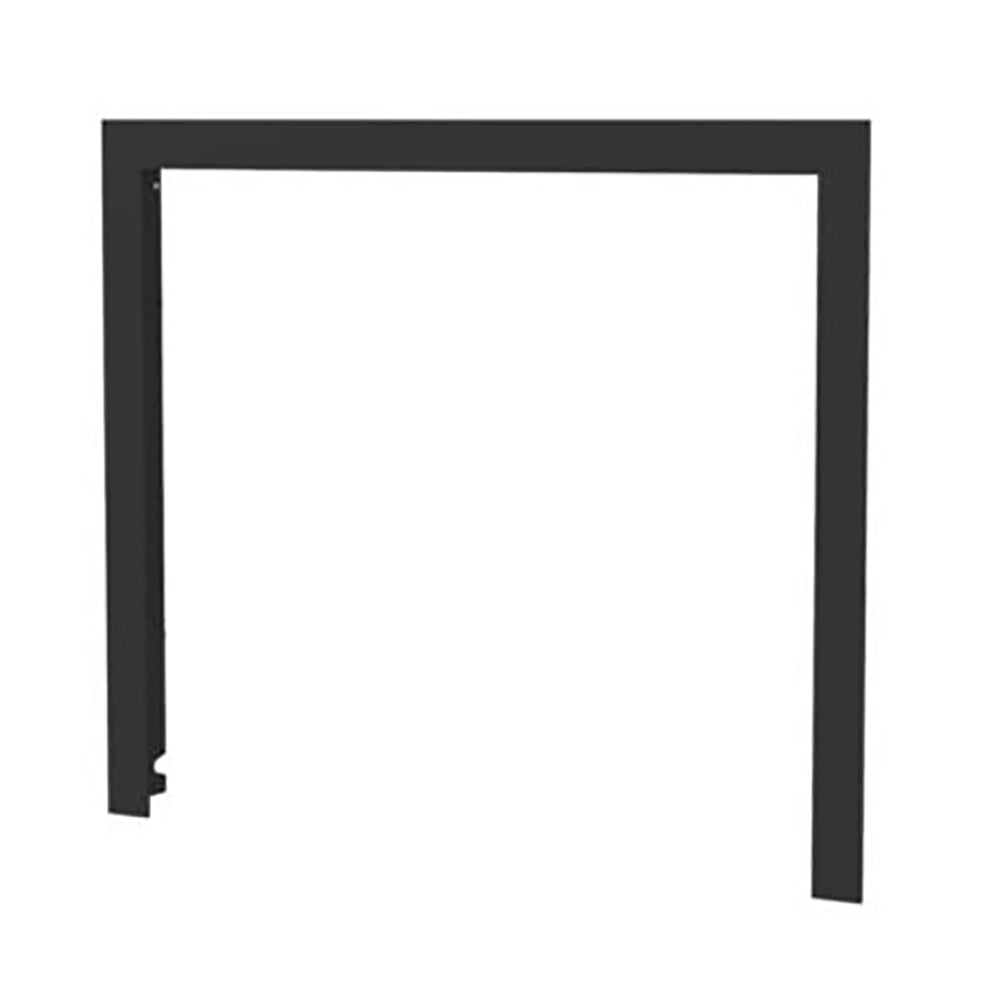 Black U-shaped narrow wood stove faceplate with rectangular opening