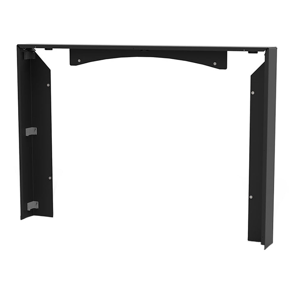 Black metal projection kit frame with side brackets for wood insert