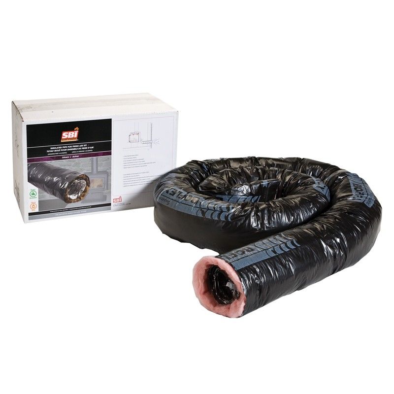 3-inch insulated flex pipe, coiled black duct with open end for fresh air intake