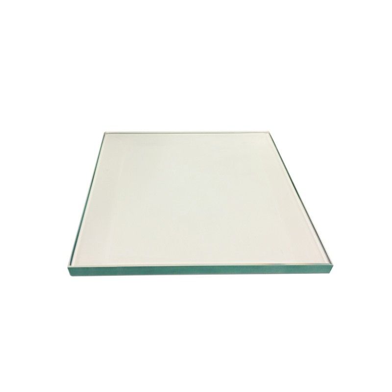 Rectangular glass hearth pad with thin glass edge, clear panel