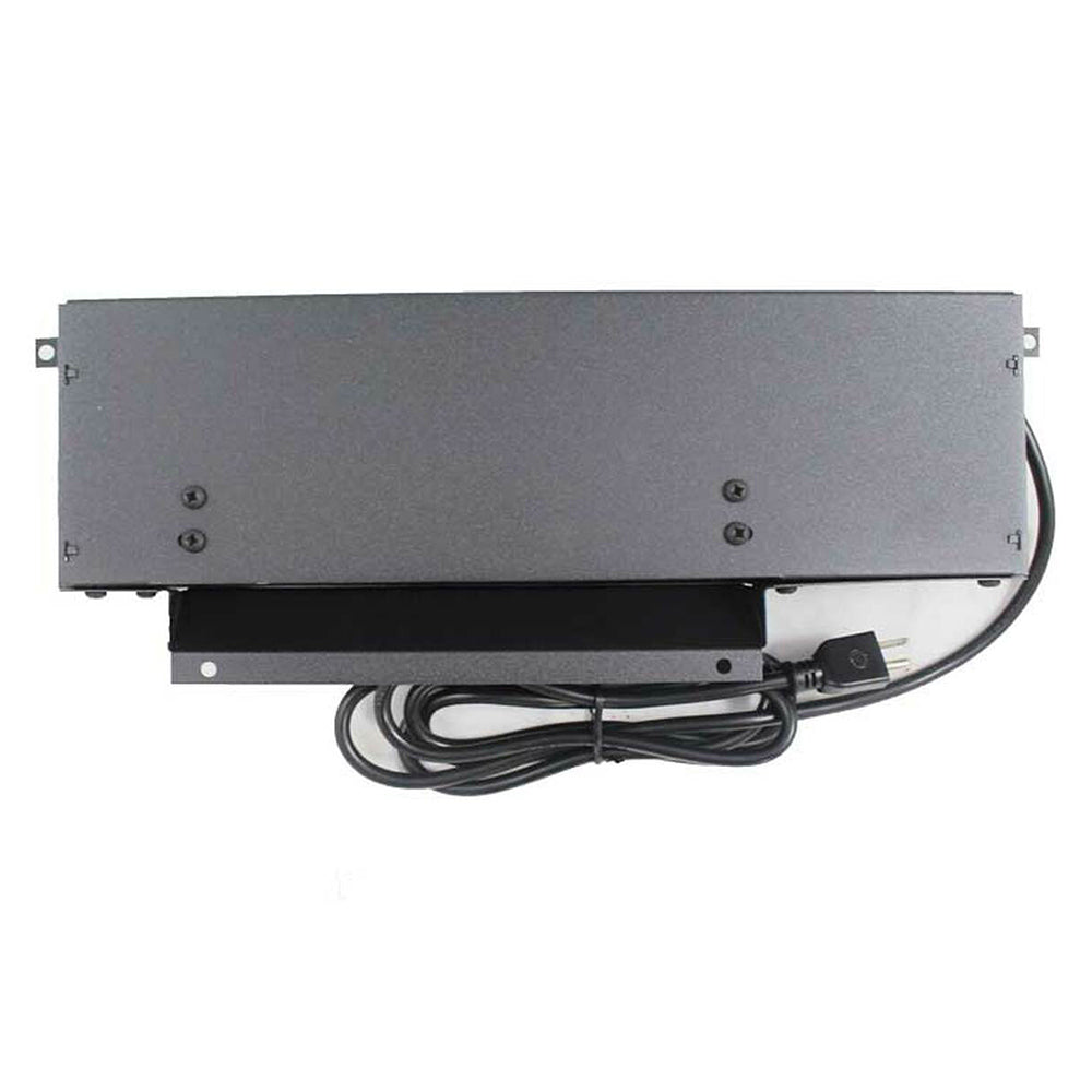 Osburn wood stove blower assembly with metal fan control box and power wiring