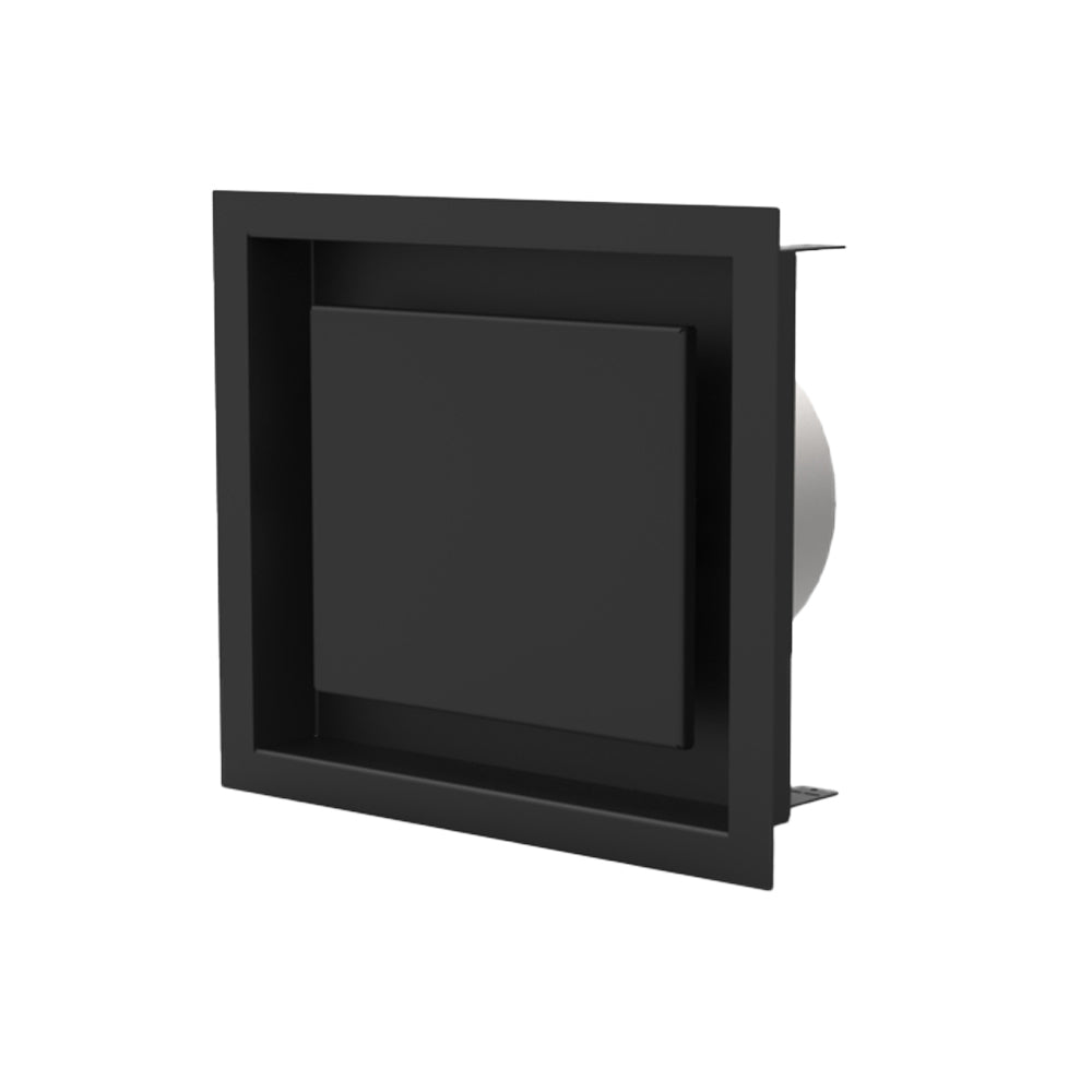 Black metal air diffuser insert for wood fireplace, square frame