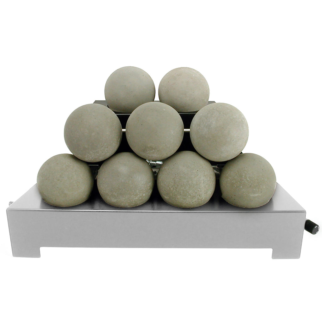 Ventless burner tray with smooth beige fireballs