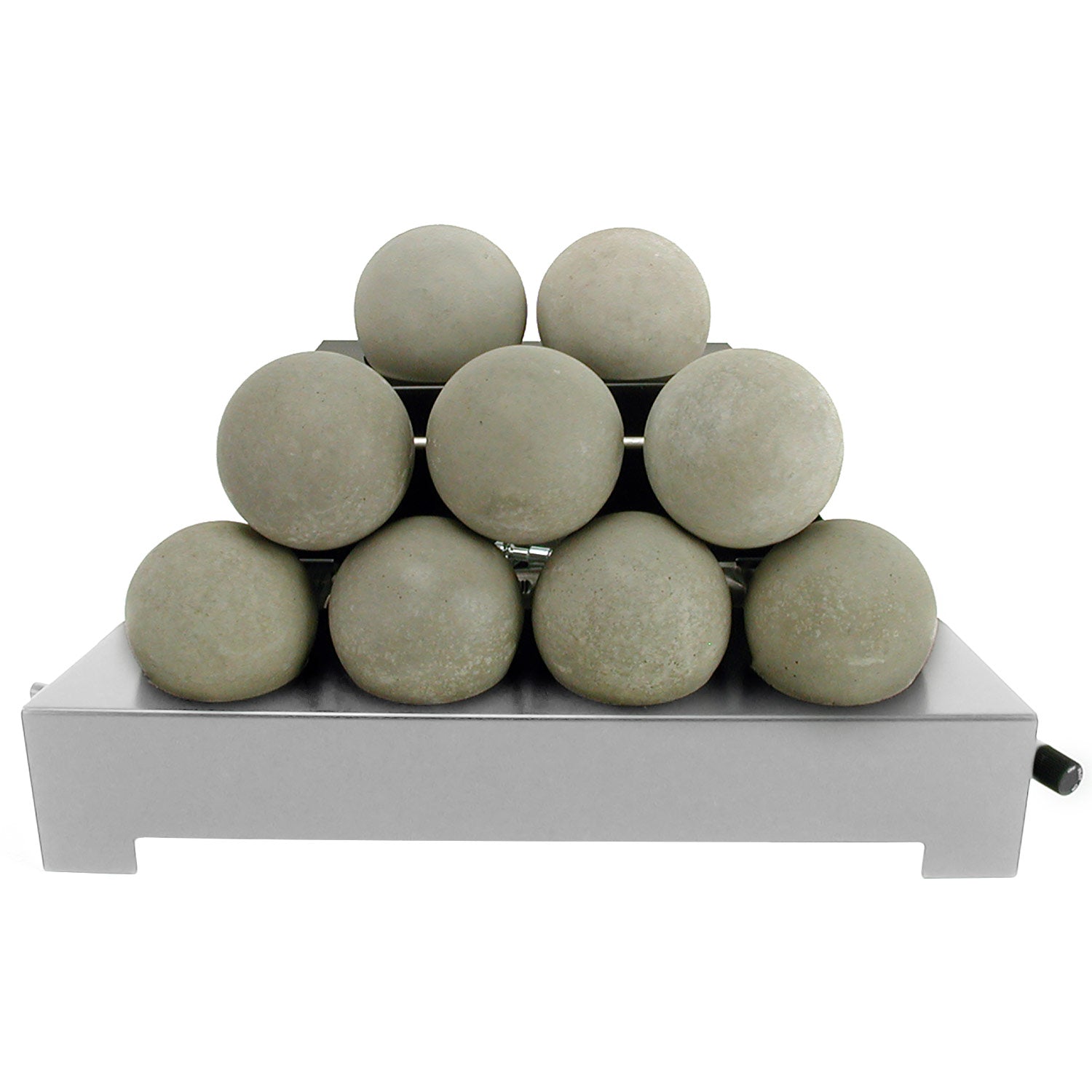 Ventless burner tray with smooth beige fireballs