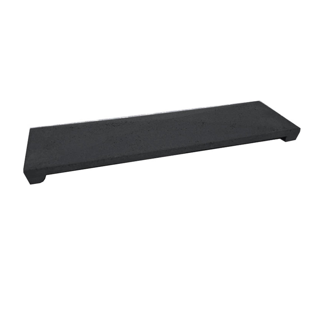 Fireplace vent cap with textured black finish, flat rectangular top and angled corners