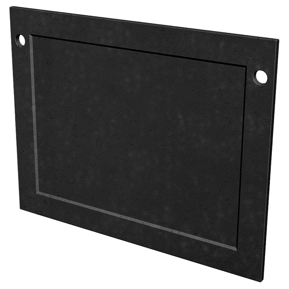 Fireplace protector plate, textured black lava finish with mounting holes and inner frame