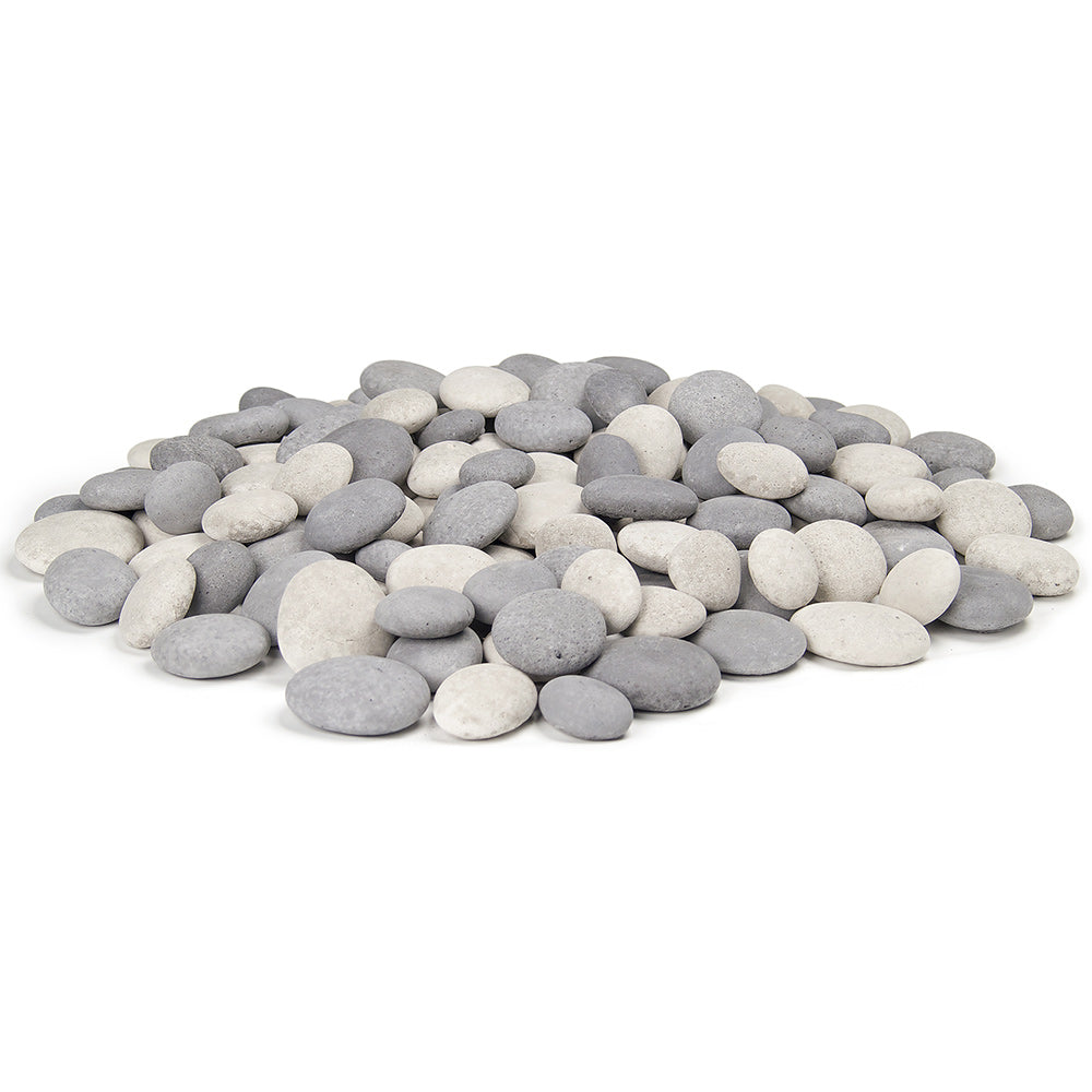 Mixed creek stones set, smooth gray and white pebbles