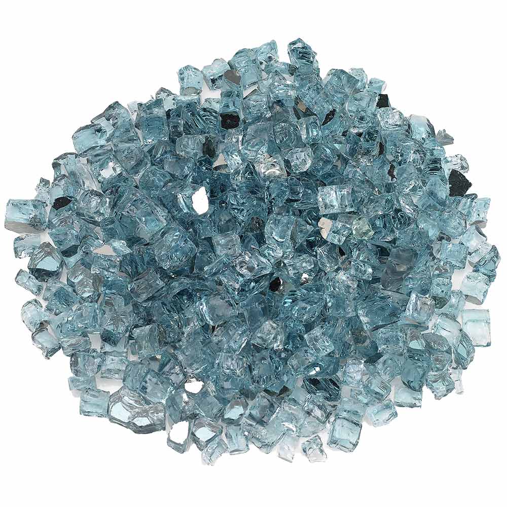 Azuria reflective fire glass chunks, 1/2 inch size, blue glass pieces