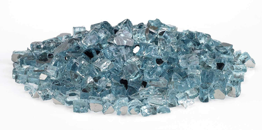 Azuria reflective fire glass pieces, blue translucent chunks