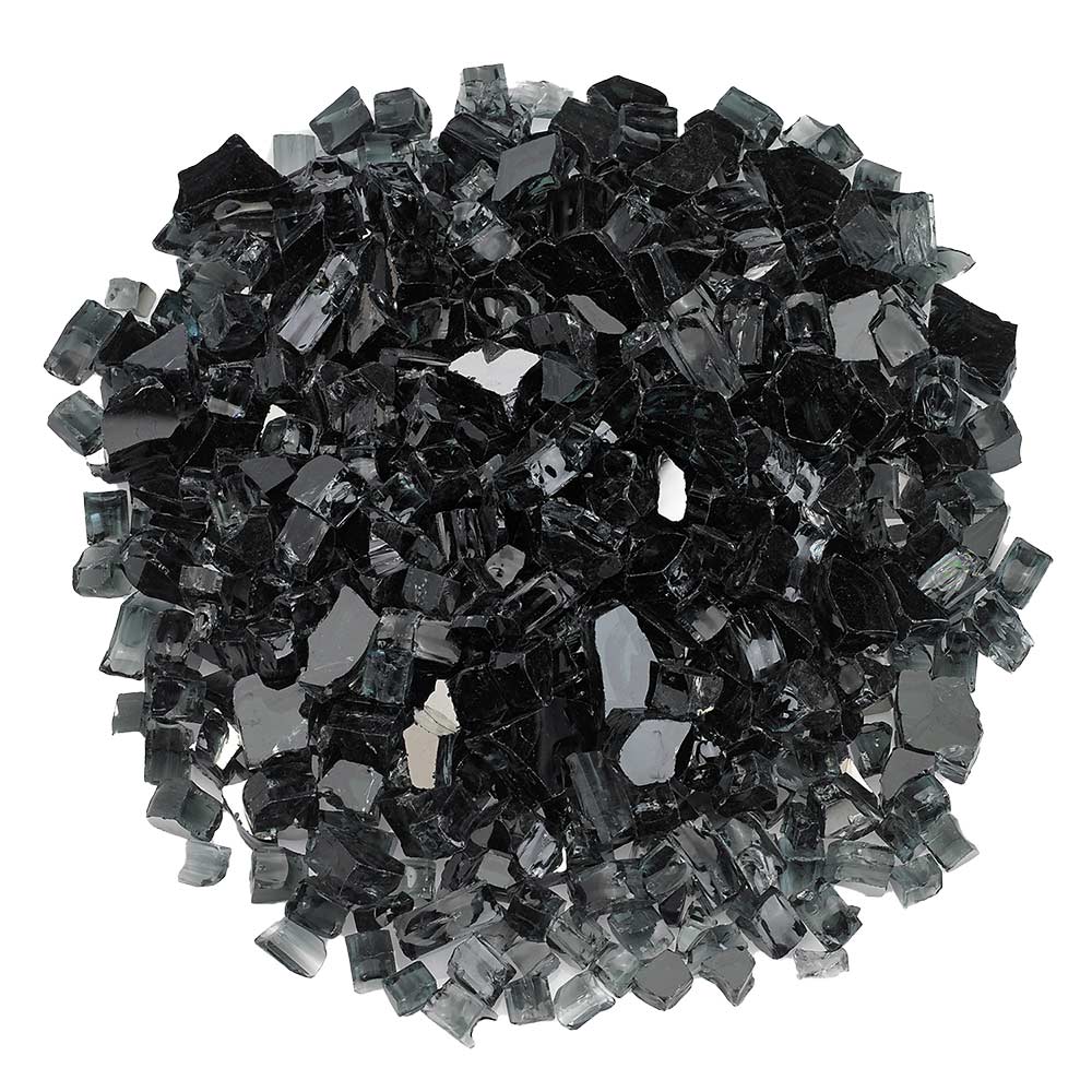 Black reflective fire glass chunks, varied square shapes