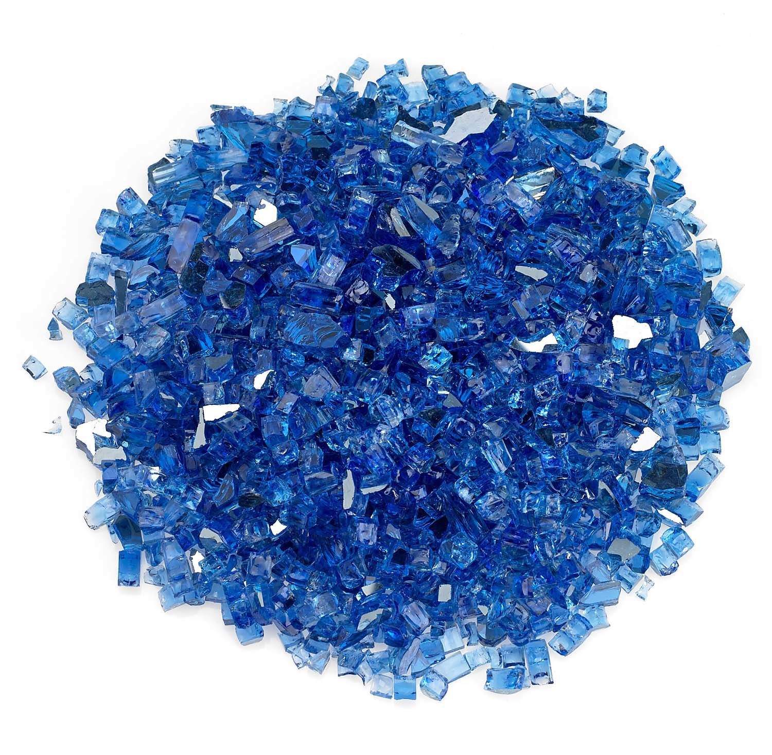 Cobalt blue reflective fire glass chunks, small 1/4-inch pieces