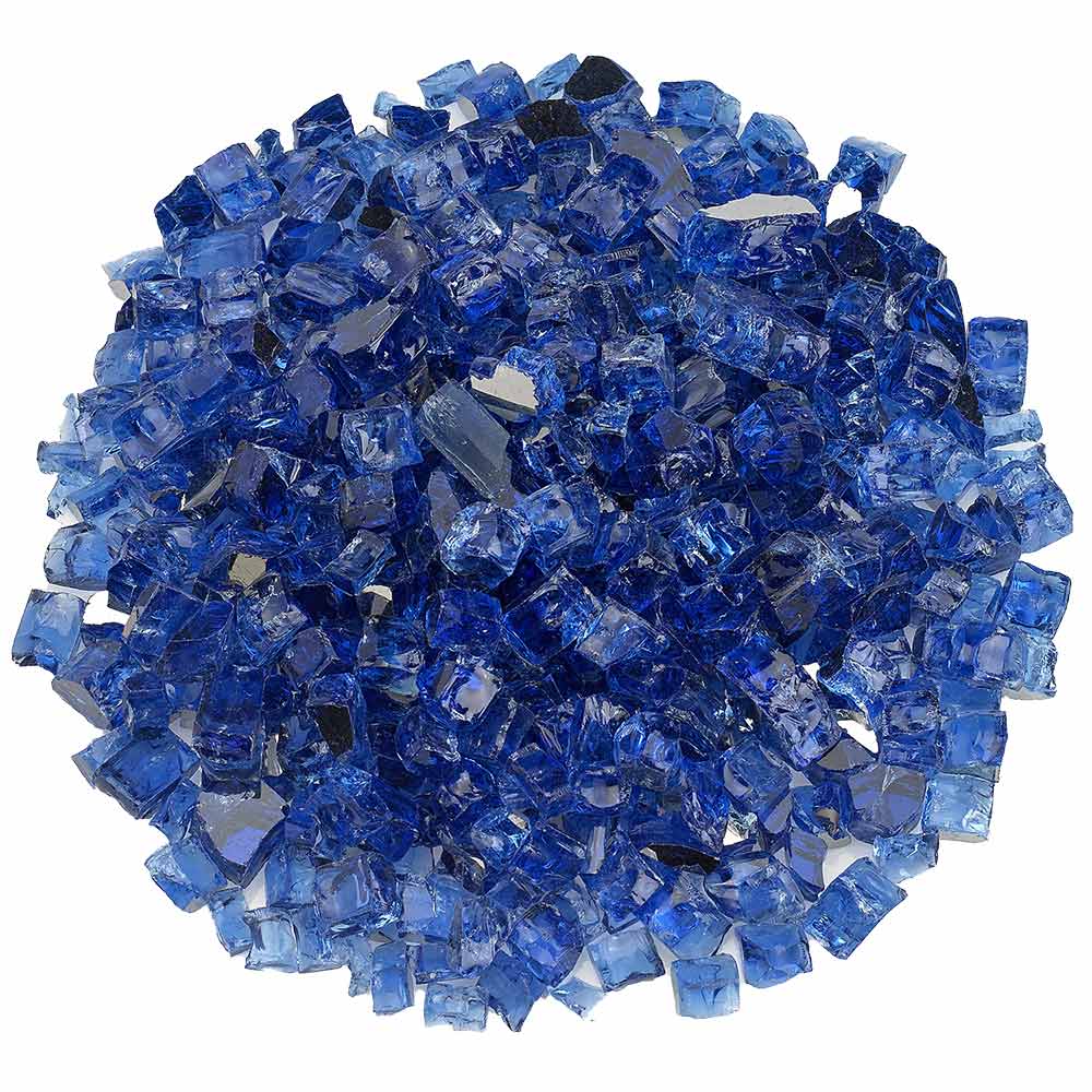 Cobalt blue reflective fire glass nuggets, assorted irregular chunks