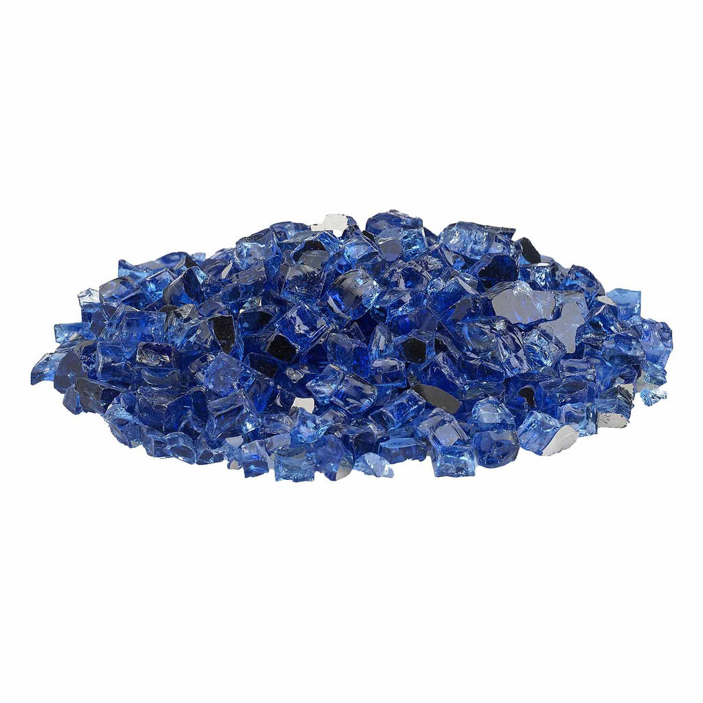 Cobalt blue reflective fire glass, scattered irregular glass pieces