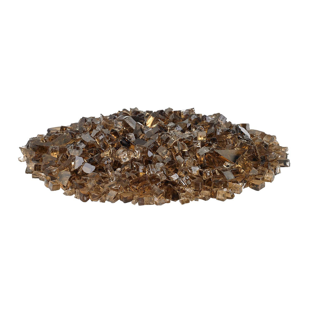 Copper crushed fire glass pieces with small faceted shards for fire pits