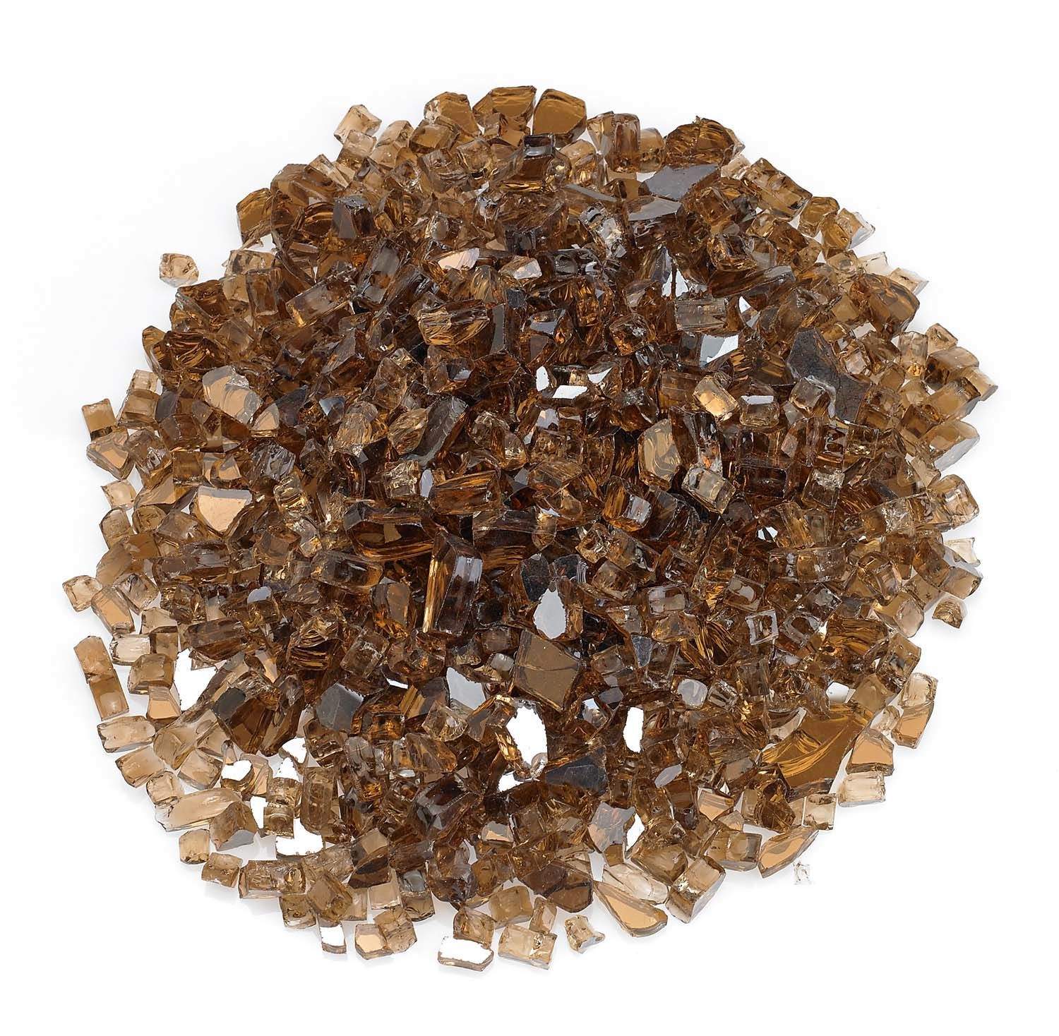 Copper reflective fire glass, 1/4-inch square-cut pieces with faceted sparkle
