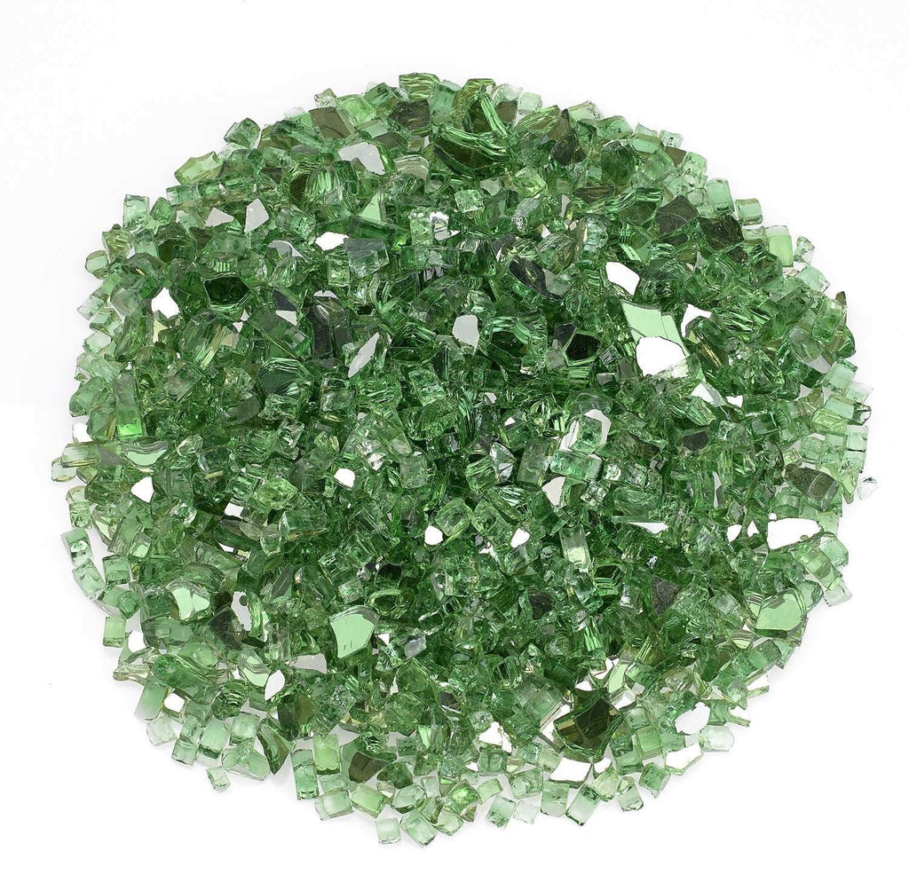 American Fire Glass 1/4-inch fire glass chunks, evergreen green reflective
