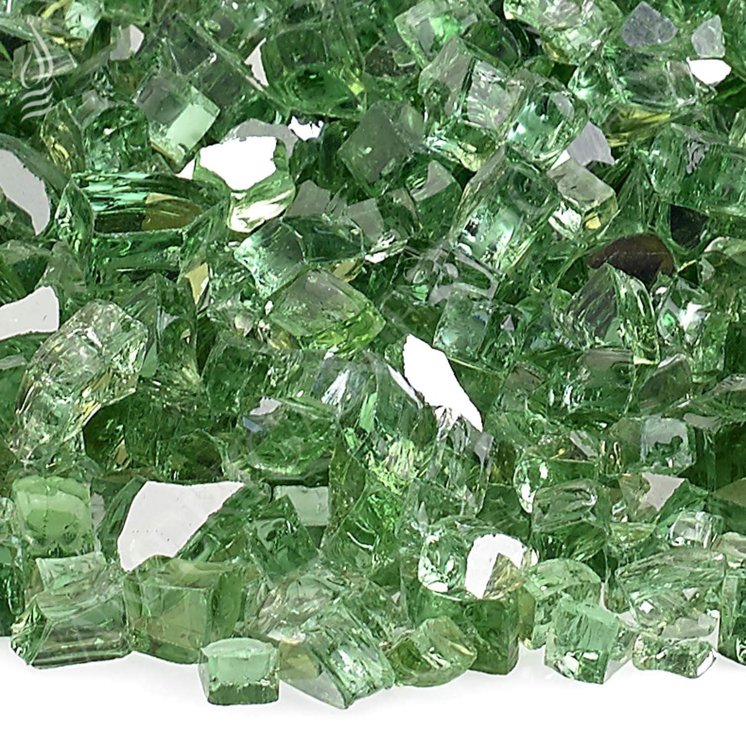 American Fire Glass 1/4-inch fire glass shards, green reflective glass pieces