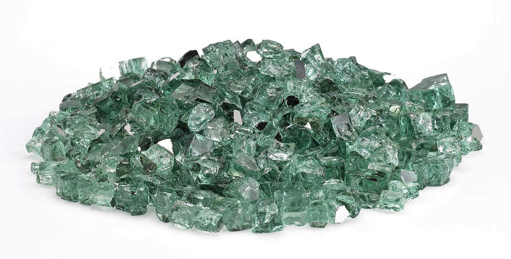 American Fire Glass 1/4-inch fire glass chunks, dark green reflective
