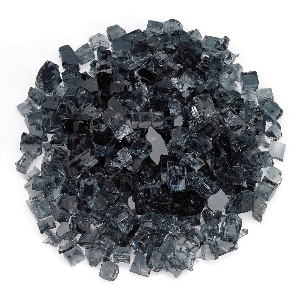 Grey fire glass chunks, 1/2-inch irregular cut pieces