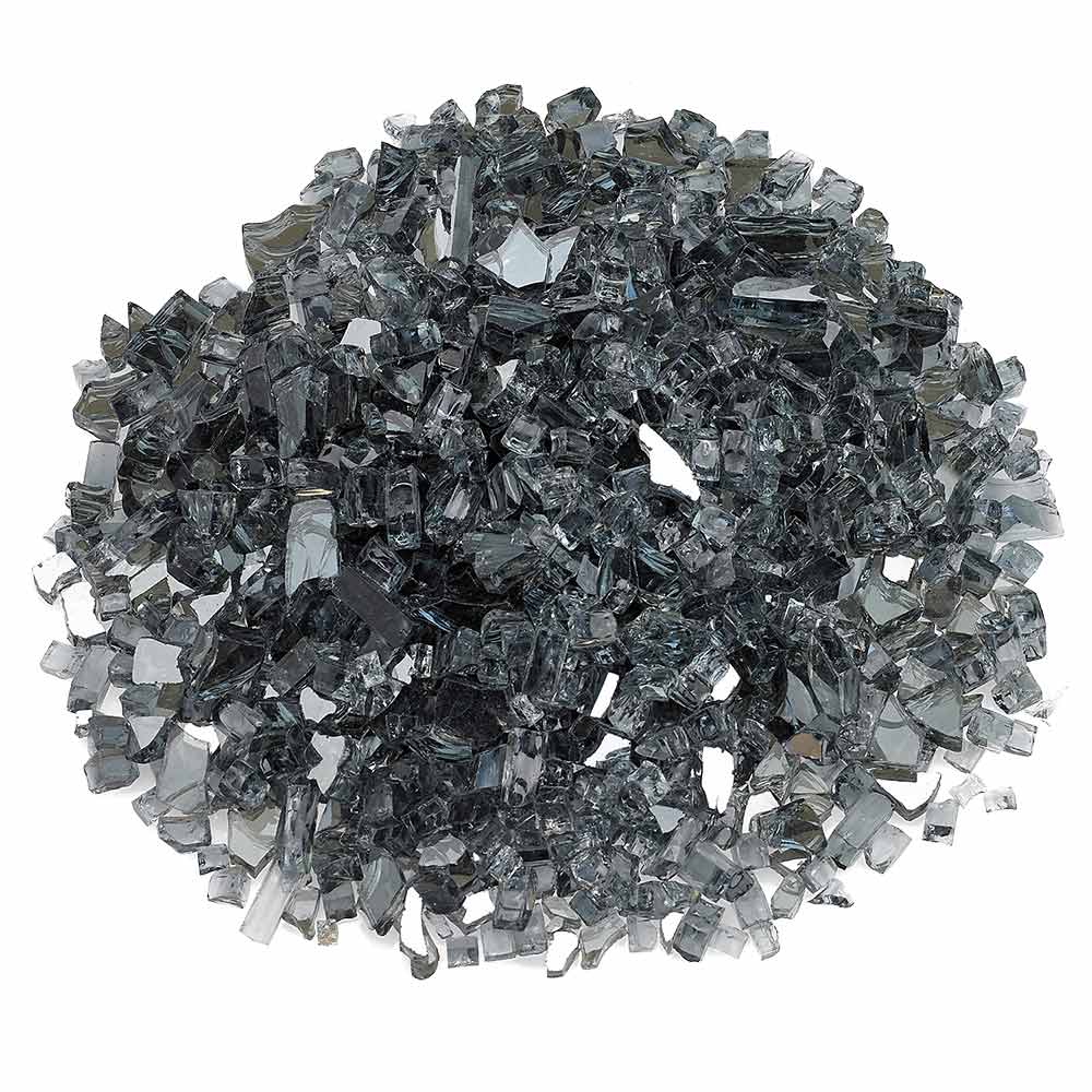 American Fire Glass 1/4-Inch Premium Fire Glass, 10 lbs, Grey Reflective