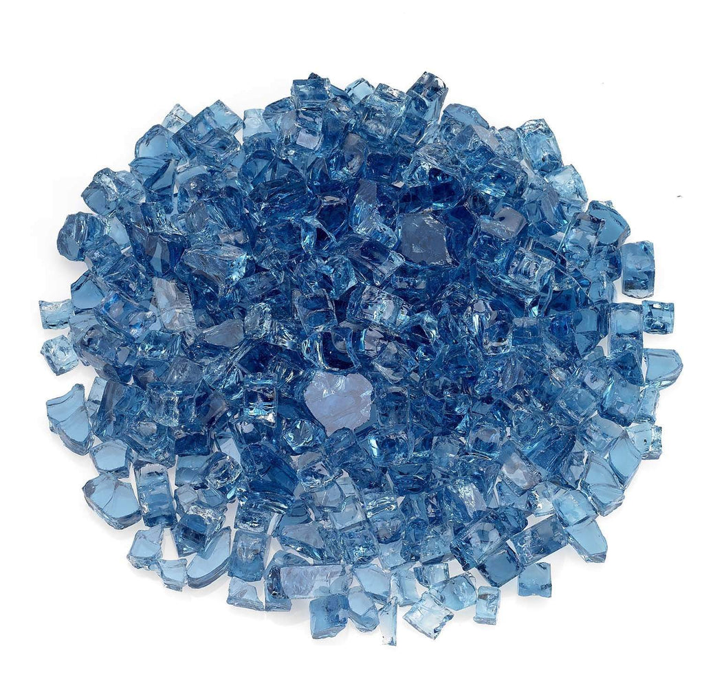 Pacific blue fire glass chunks, clear faceted 1/2-inch size
