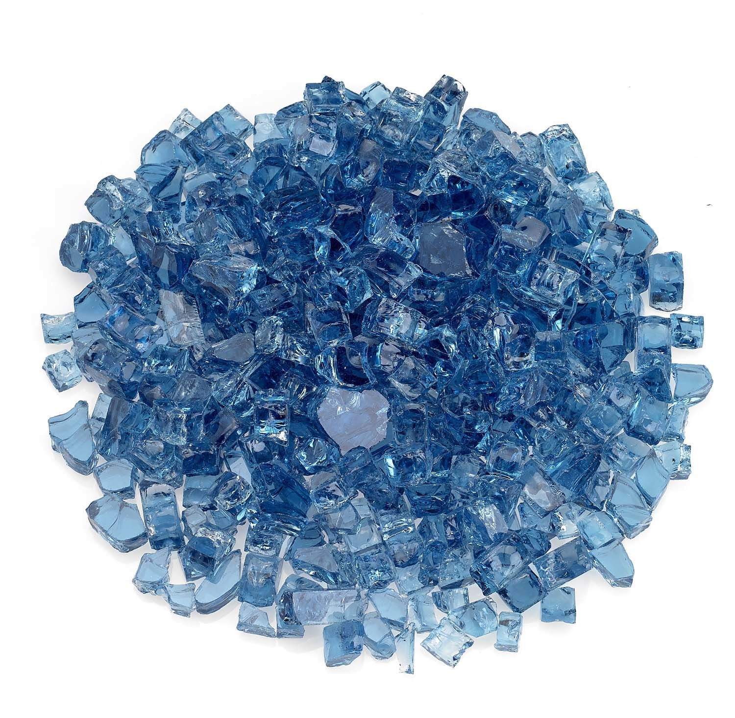 Pacific blue fire glass chunks, clear faceted 1/2-inch size