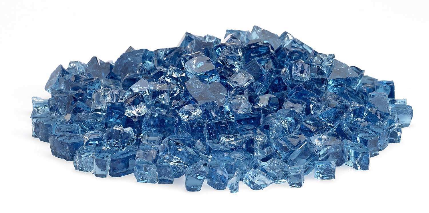 Pacific blue fire glass chunks, rectangular faceted pieces