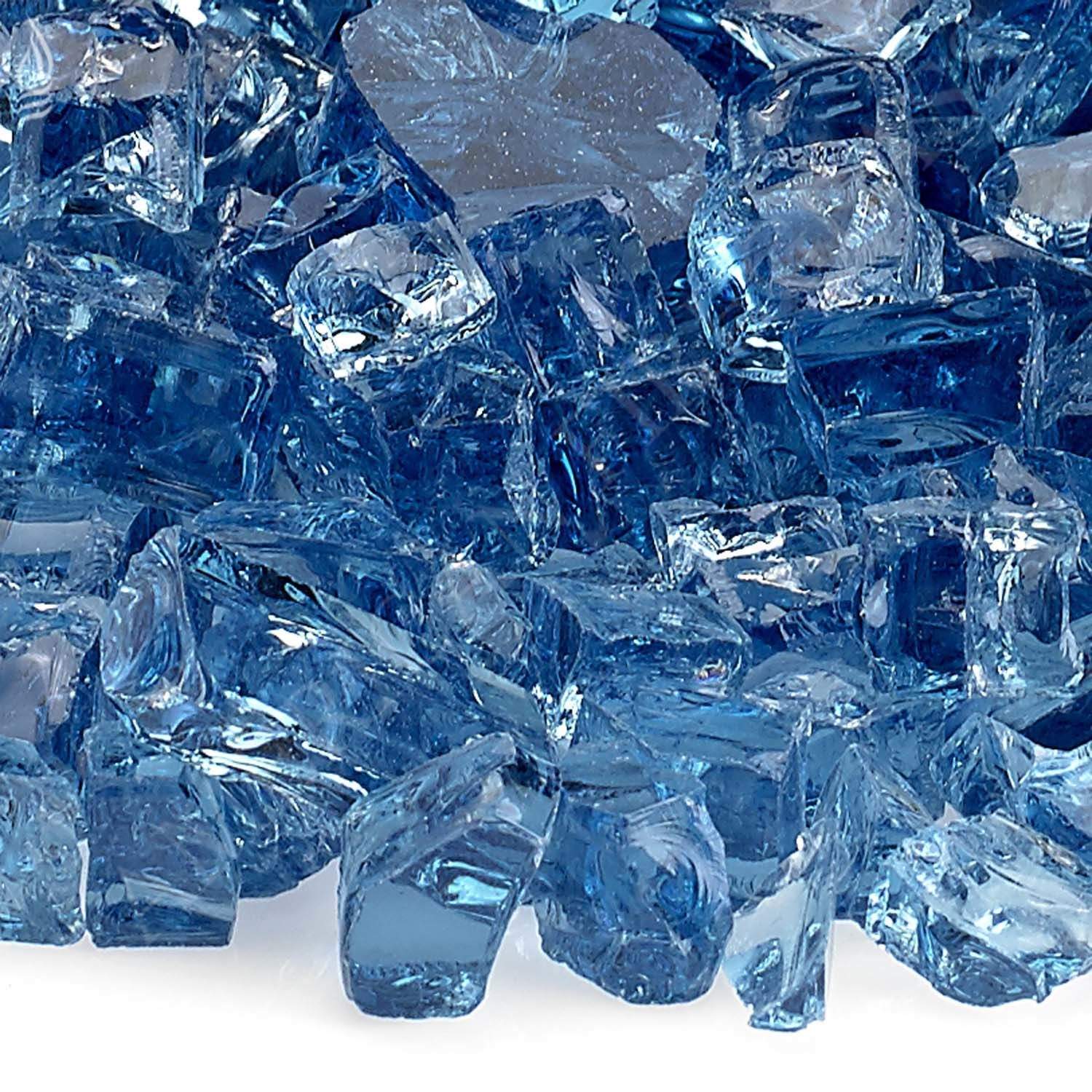 Pacific blue fire glass pieces, bright faceted chunky glass