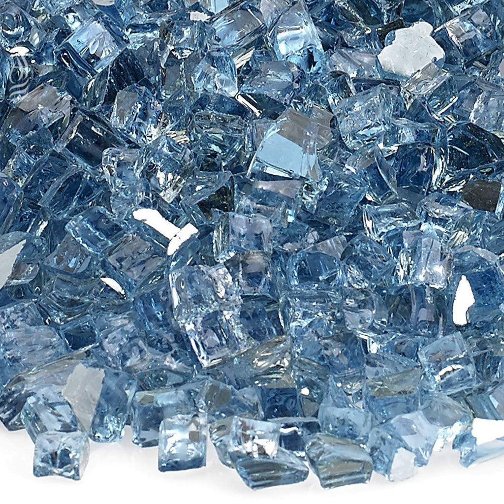 American Fire Glass 1/4-Inch Premium Fire Glass, 10 lbs, Pacific Blue Reflective