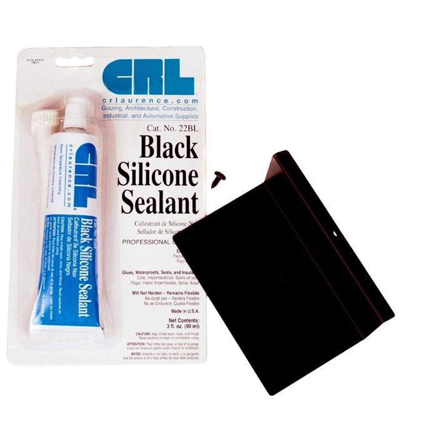 Burner affix kit with black silicone sealant tube in retail blister pack