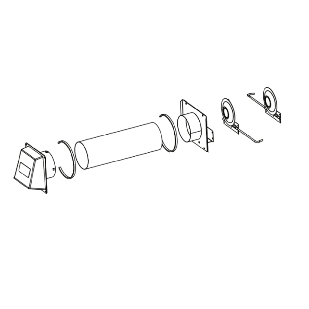 Outside combustion air kit with access door and metal vent pipe components
