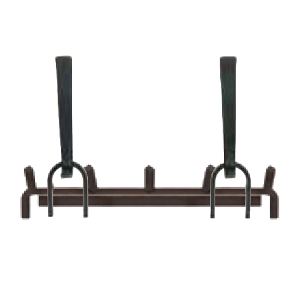 Metal gas fireplace andiron kit with two end supports and central bar