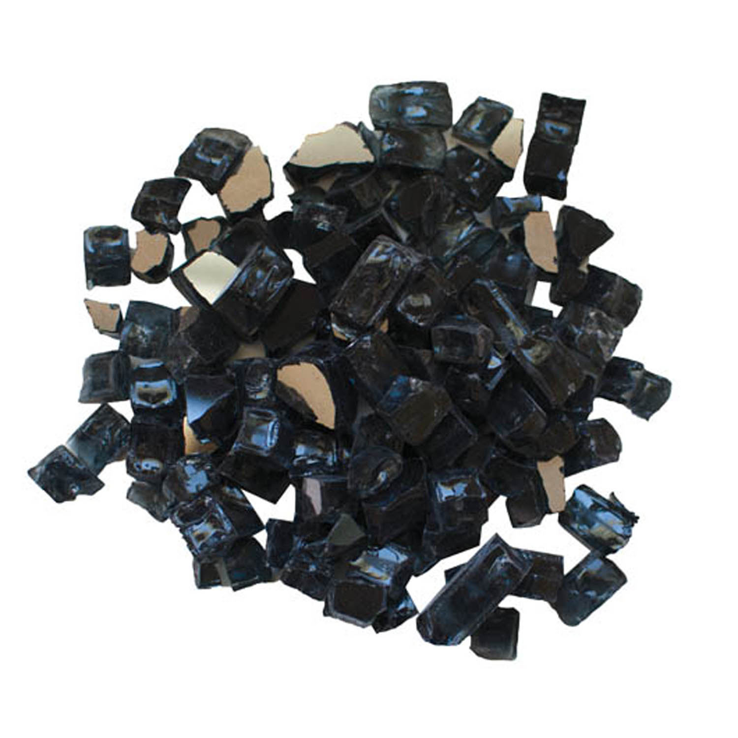 Amantii 1/4-inch charcoal reflective fire glass chunks, dark with blue sheen