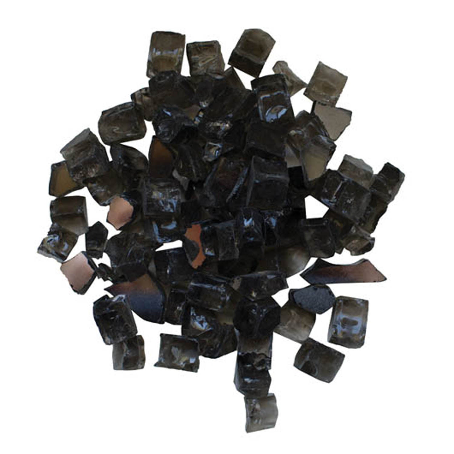 Amantii dark grey reflective fire glass, small square chunks with shiny facets