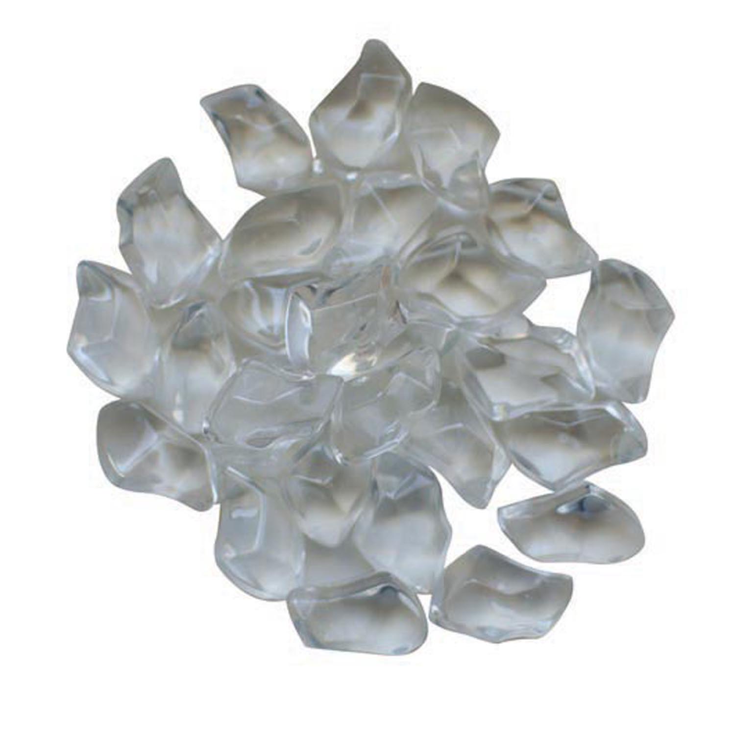 1-inch clear reflective fire glass pieces, translucent and glossy