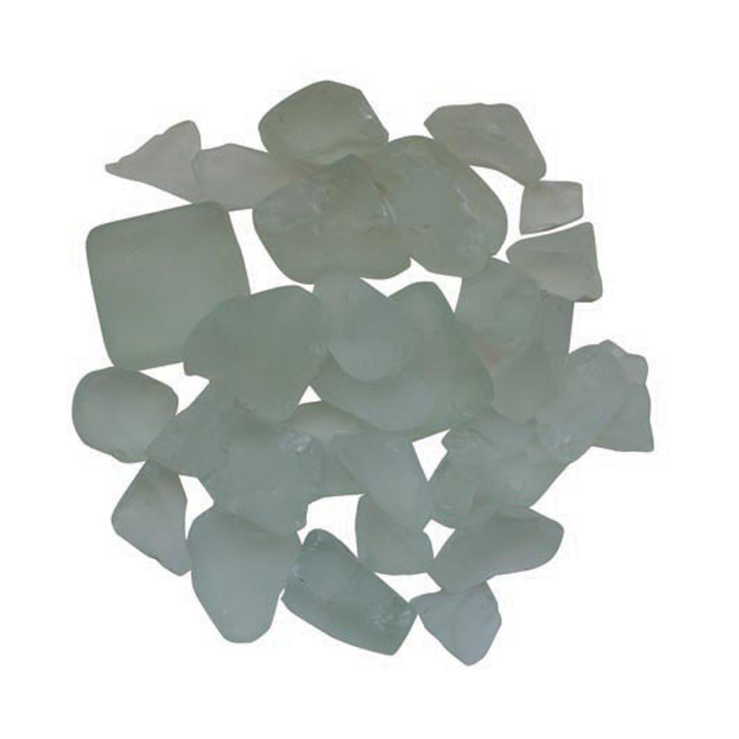 Frosted white fire glass chunks, translucent frosted pieces