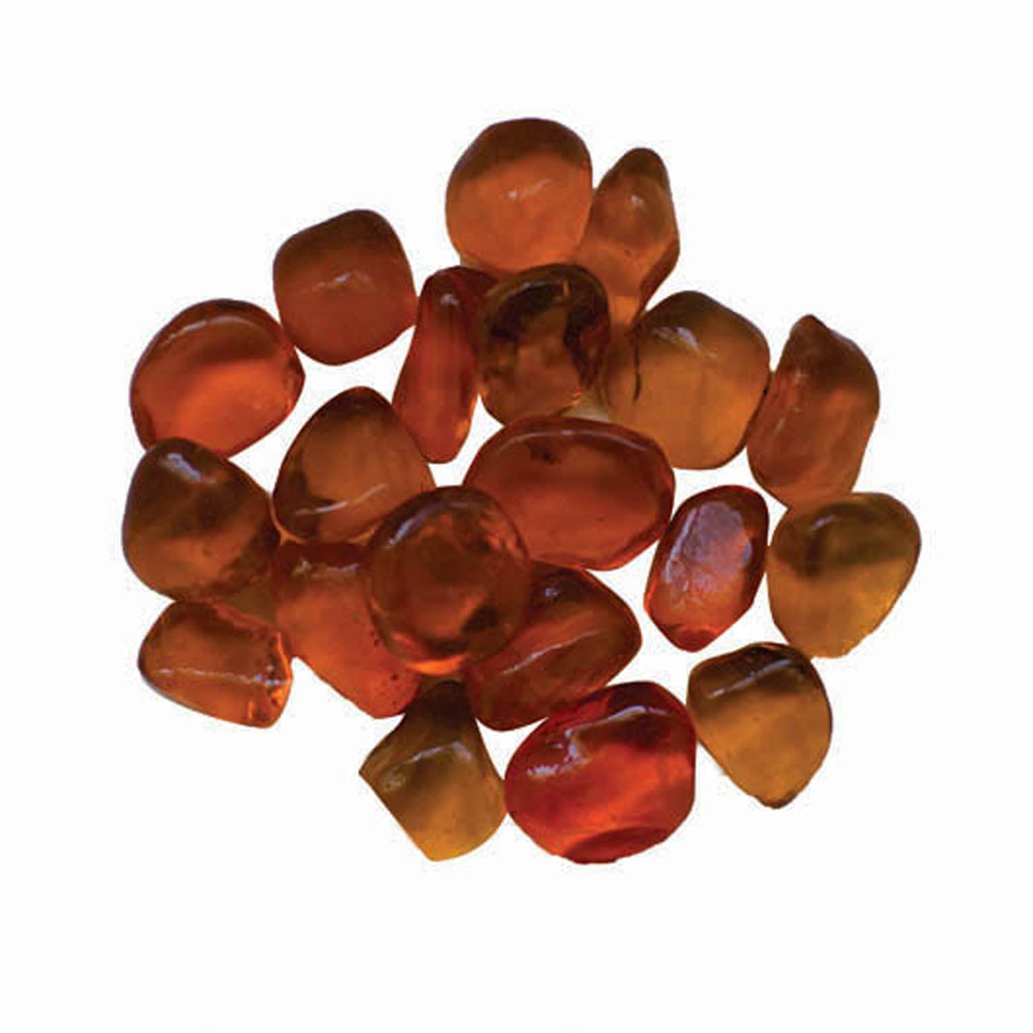 Amantii orange glass fire beads, translucent irregular pieces